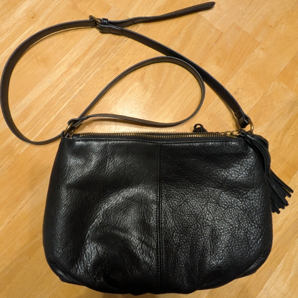 Margot Classic Black Leather Crossbody Bag - Women's Everyday Shoulder Purse